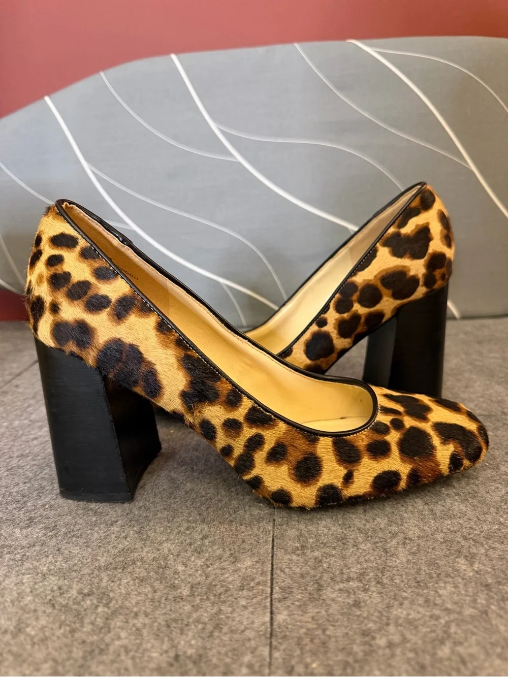 Nine West Leopard-Print Block Heel Pumps in Brown and Black